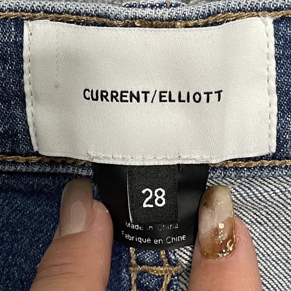 Current/Elliott Two-Tone High-Rise Straight-Leg Jeans Womens Size 28 - Picture 2 of 6